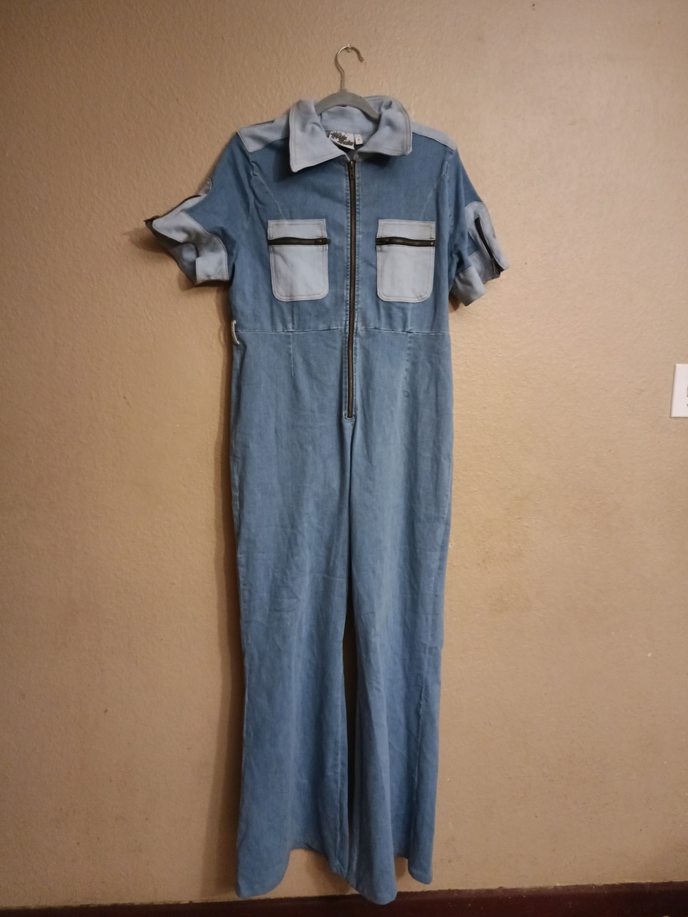 The Hippie Shake "Ramble On" Blue Denim Zip Jumpsuit,